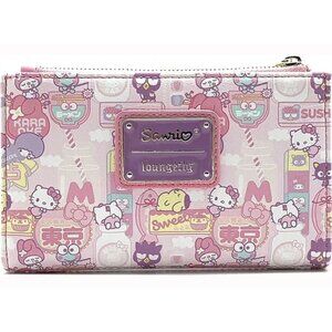 LOUNGEFLY Sanrio HELLO KITTY & FRIENDS Pink WALLET Clutch Card Money Purse NEW!